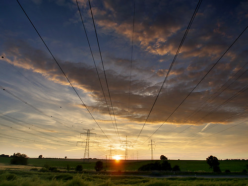 sunset sky sun landscape outdoor dusk cable pylon electricity czechrepublic powerline highvoltage czechia