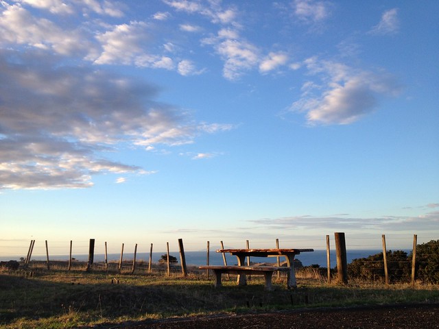 Bench, Fence and Sky, Stoney Batter, Waheke Island, New Zealand