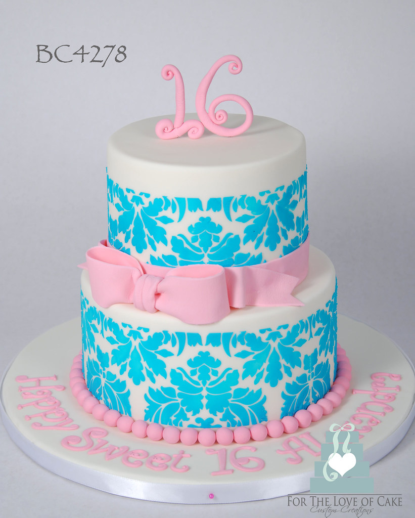 BC4278-pink-aqua-damask-cake-toronto-oakville