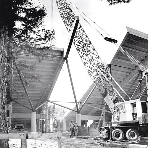It’s #ThrowbackThursday! Pictured are the north stands being built in Martin Stadium. #WSU #GoCougs #TBT #WSU125