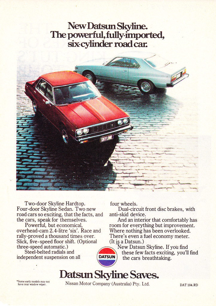 1978 Datsun Skyline Sedan & Hardtop Nissan Aussie Original Magazine Advertisement