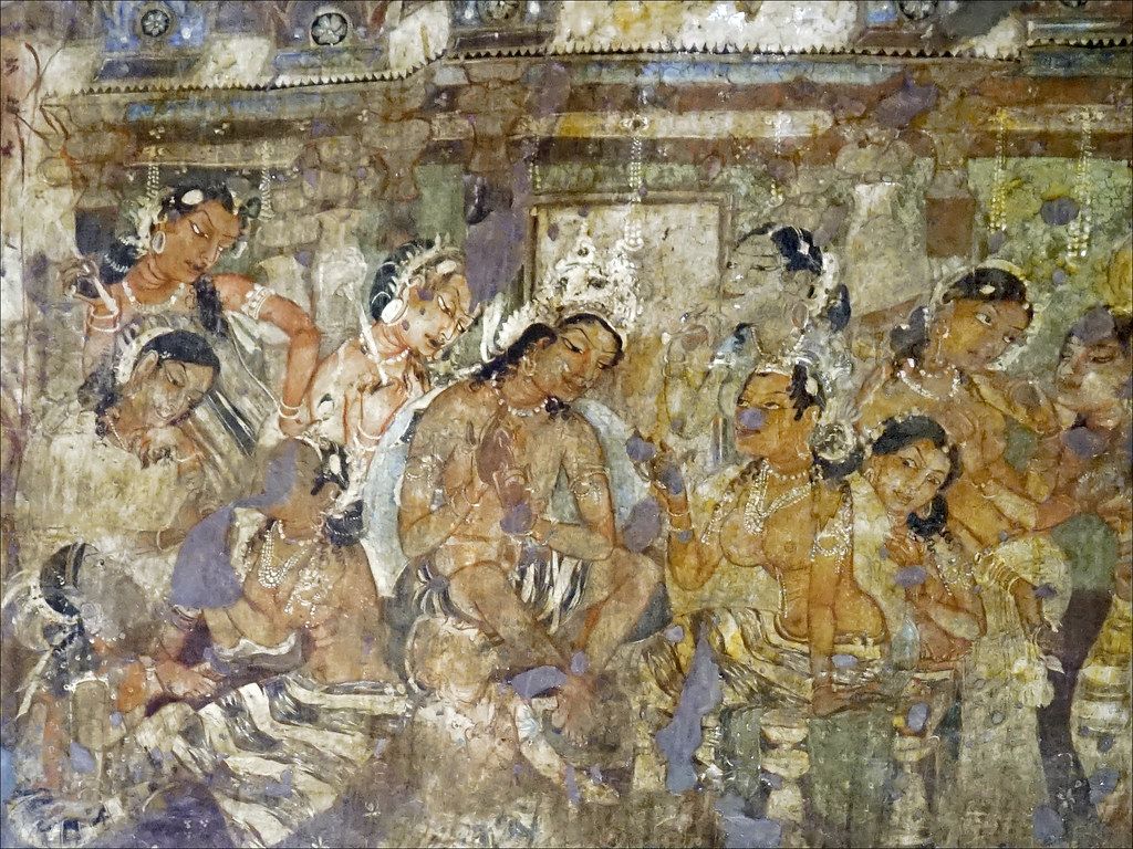 Scène du Mahajanaka Jataka (Ajanta, Inde)