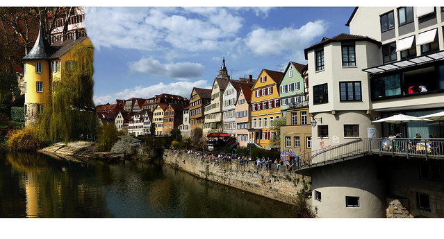 Das ganze Spektrum - collage - Neckarfront Tübingen mit Hölderlinturm