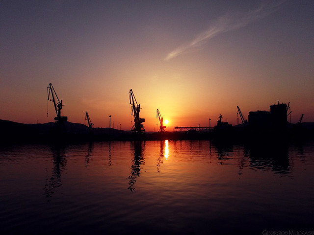 Sunset at the port