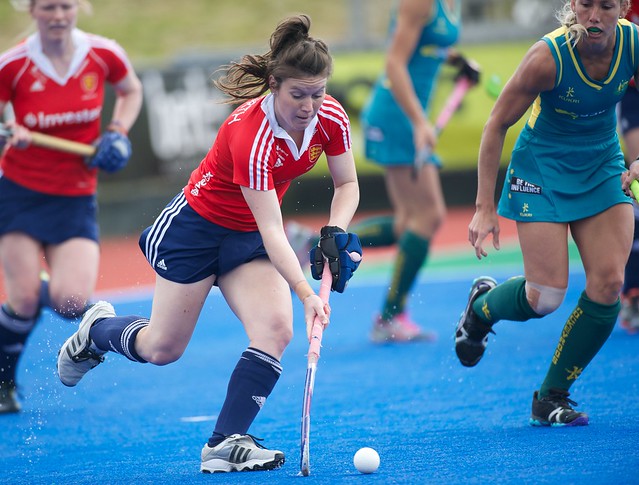 Laura Unsworth brings the ball out for England