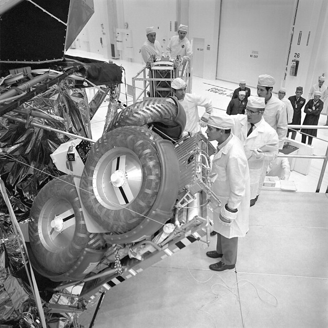 Apollo 16 Astronauts Inspect Lunar Rover
