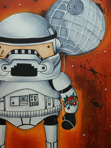 Mais uma ilustração finalizada.   Adaptação do Stormtropper de Star Wars incorporado pelo meu personagem Théo. Canson A3, copic sketch, watercolor e ecoline.  "Storm-Théo e o balão da Estrela da Morte"  Ed / 2015 #ed #gopro #hero3 #handandink #goprobrasil | by hand and ink