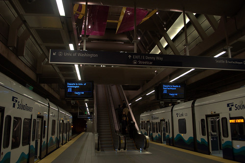 Link Light Rail Trains at Capitol Hill Station, Seattle WA