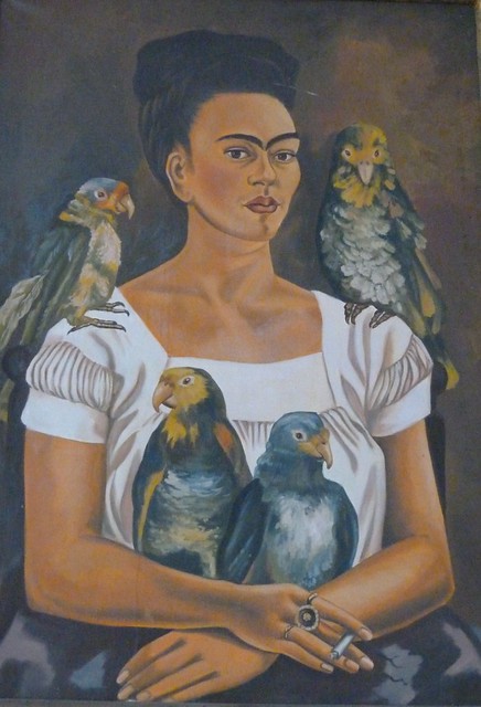 Frida Kahlo painting, Me and My Parrots (copy), Todos Santos