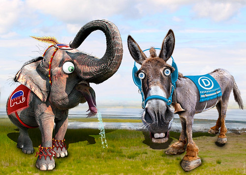 Democratic Donkey & Republican Elephant - Caricatures, From CreativeCommonsPhoto