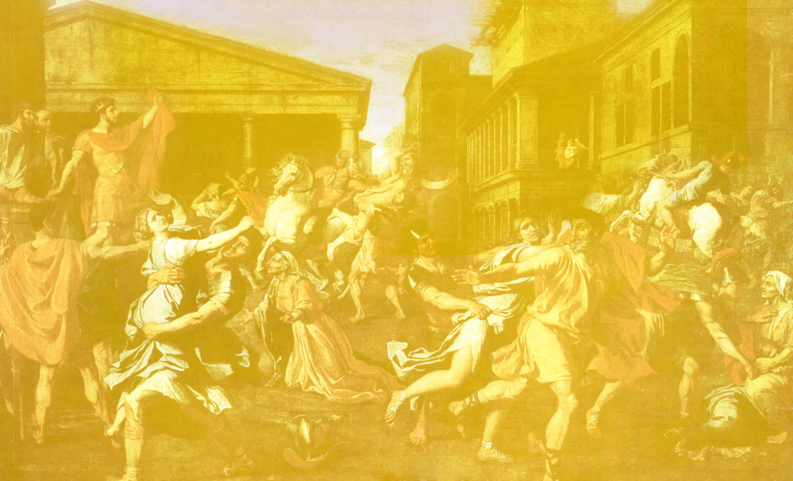 Rapto de las Sabinas, escenificación de Nicolas Poussin (1635), ambientación y encuadres de Pablo Picasso (1950).