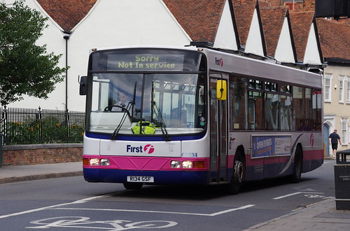 First Essex Scania L113CRL / Wright Axcess Ultralow 65534 , R134 GSF with faded out front fleet number | by EastBeach68
