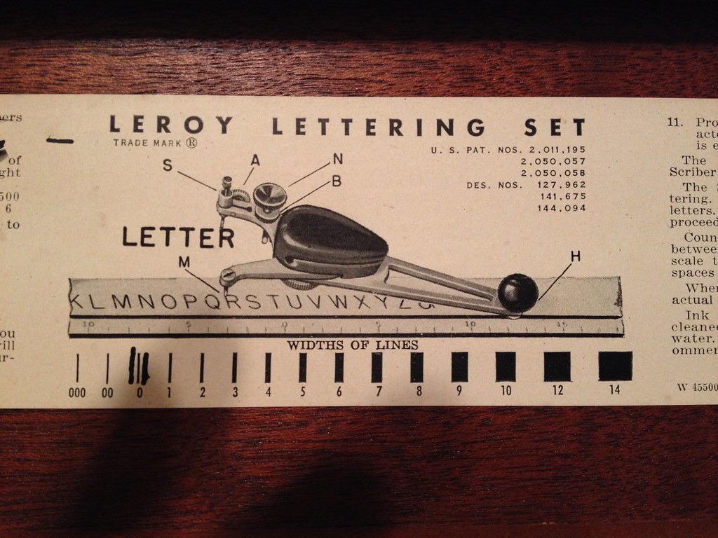 This vintage Leroy lettering set, leroy lettering set