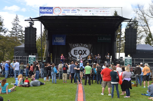 The Parlor performing outdoor concert in Washington Park during the Albany Tulip Festival in the capital city of Albany, New York, USA