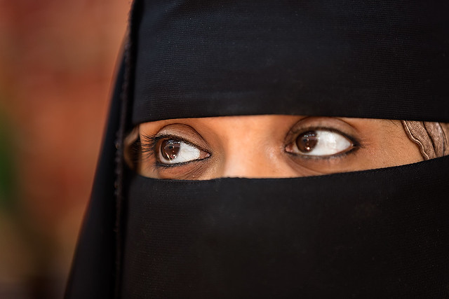 Eyes of a Muslim woman in Salalah, Oman.
