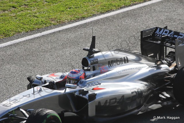 Jenson Button in his McLaren at Formula One Winter Testing 2014