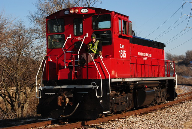 A freindly wave from the Burlington Junction Railroad at Valley Park Missouri.