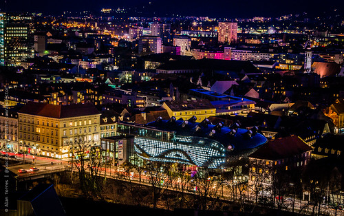 city light night landscape austria nikon europe flickr graz estiria d3100 warm2014