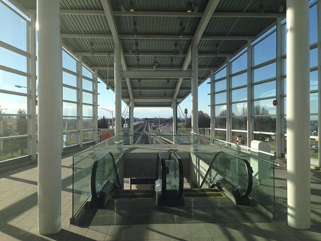 Looking towards the airport at Sea Island Centre Station