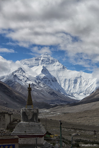 show snow mountains clouds tibet monastery everest himalayas rongbuk jovianarts