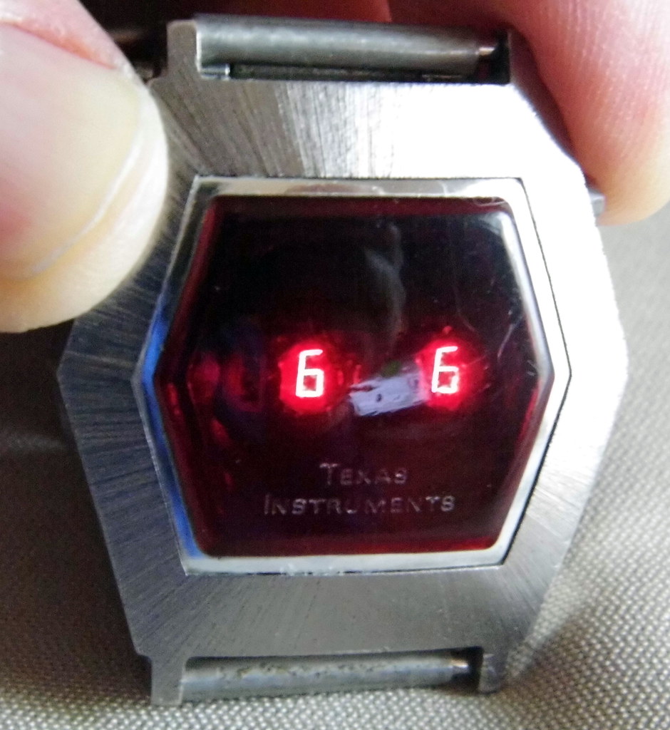 Vintage Texas Instruments Silvertone Men's LED Watch, Circa 1970s