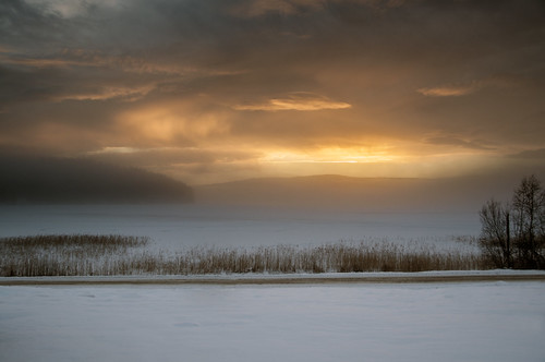 winter sunset lake snow tree ice skyscape landscape frozen sweden matfors skedvik