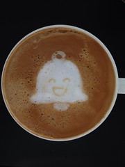 Today's latte, Mr. Jingles . Happy 2nd birthday Google+!