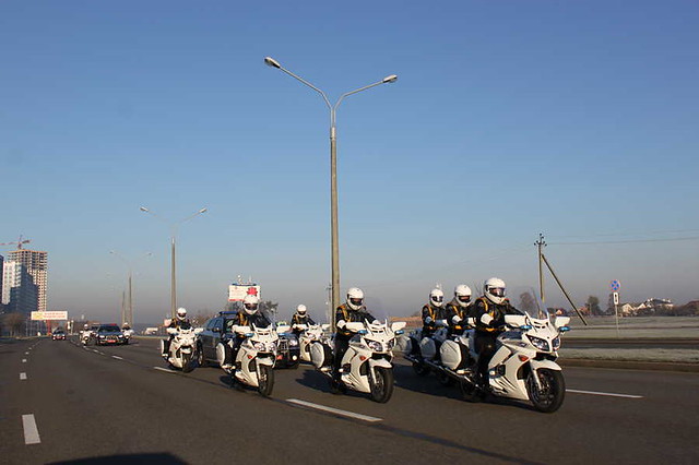 Strela special police team governmental motorcycle escort Minsk Belarus full leather jacket pants uniform