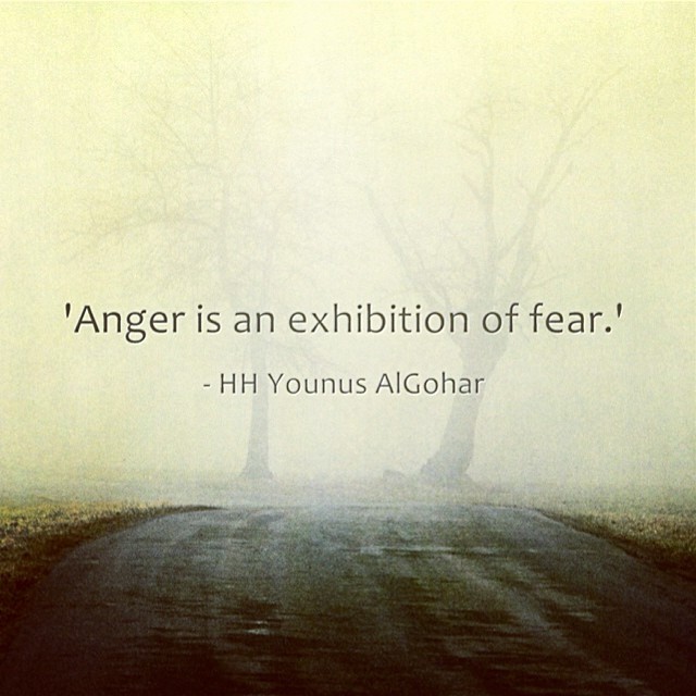 Quote of the Day: Anger is an exhibition of fear