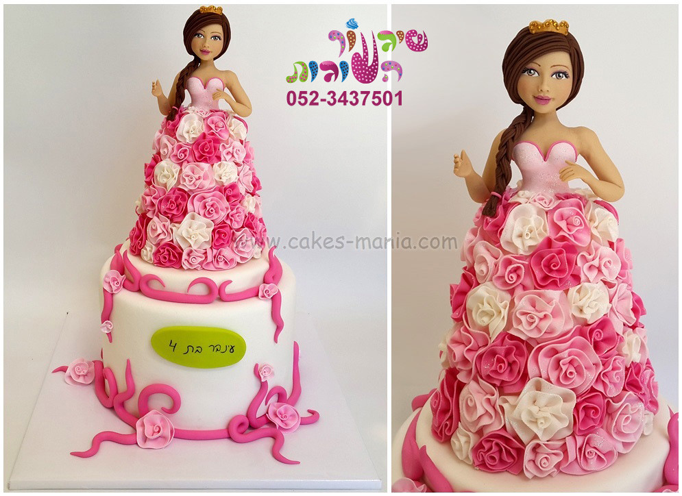 princess in a flower dress cake by cakes-mania עוגת נסיכה בשמלת פרחים מאת שיגעון העוגות