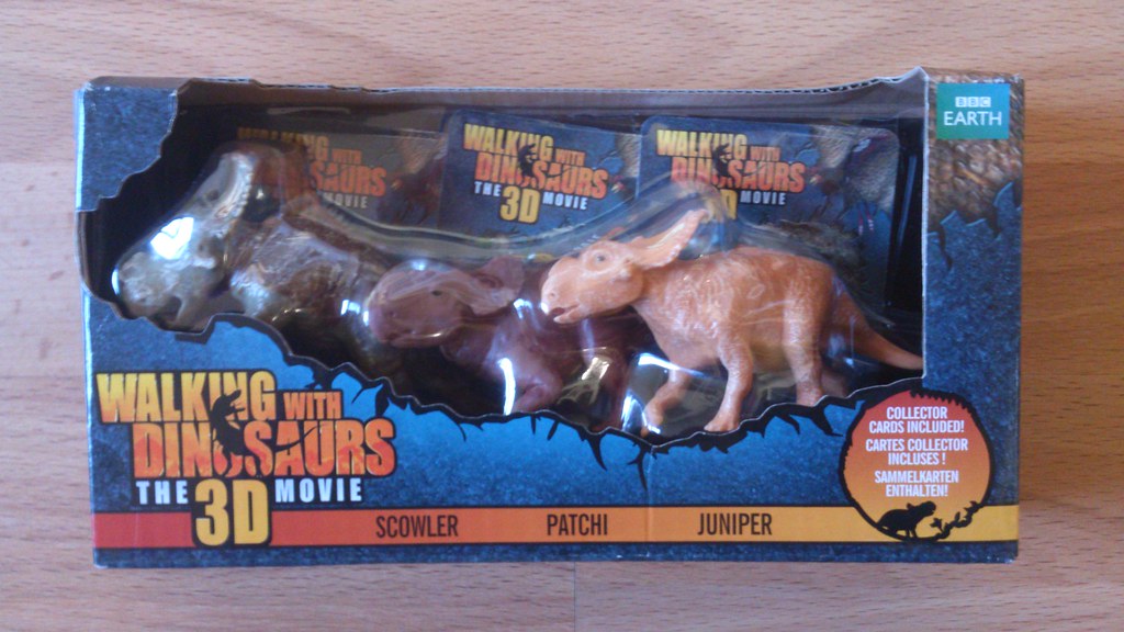 BBC EARTH WALKING WITH DINOSAURS 3D MOVIE 3 PACK FIGURES SCOWLER PATCHI JUNIPER