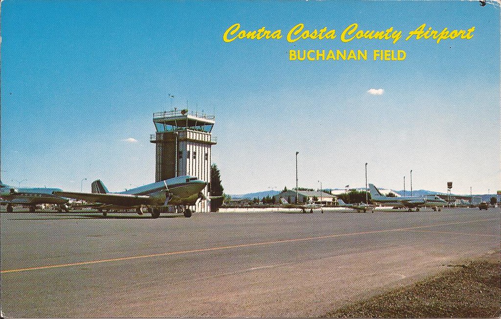 Concord (Buchanan Field) Airport, California postcard - circa late 1960's