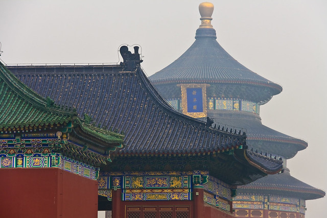 The smog over Beijing envelops the Temple of Heaven, Beijing, China