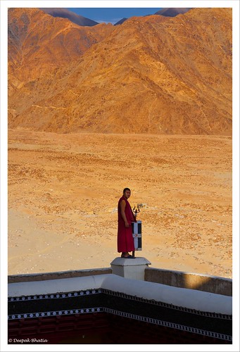 monk monastery leh ladakh thiksey thikse dusk sunset mountain hill man wall jammukashmir india canon 7d milestoneenterprisein milestoneenterprise