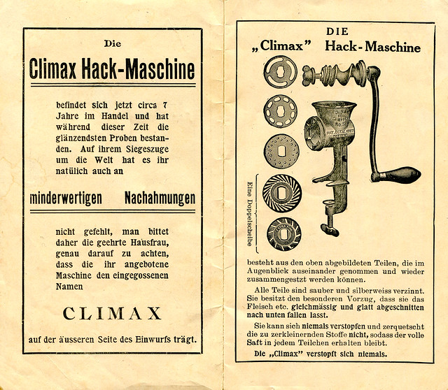 Werbeheftchen für die Climax Hack-Maschine - aus dem Inhalt 1