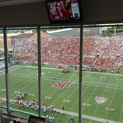 View of the football game from the press box @WSUPullman #wsu #gocougs