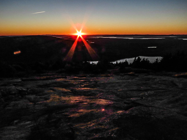 Sunset from Cadillac Mountain, Mt Desert, Maine.