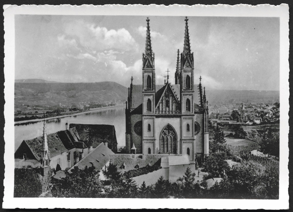 Remagen und die Apollinaris Kirche, Rhein, 1930er