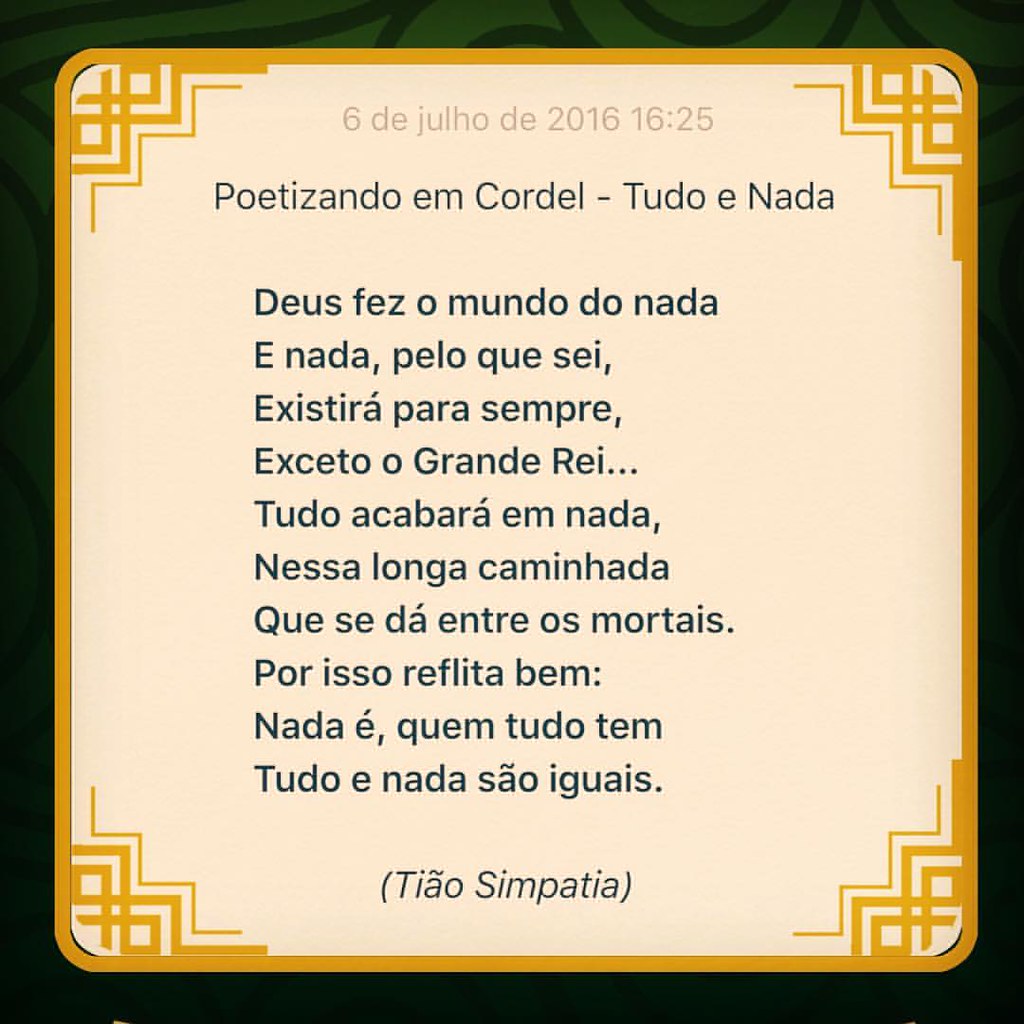Bom dia, com poesia. #cordel #tiaosimpatia | Tião Simpatia | Flickr