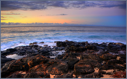 ocean blue water rain clouds sunrise long exposure pools kauai grandhyatt hdr