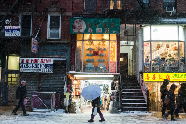 Chinatown in a mid-February snow