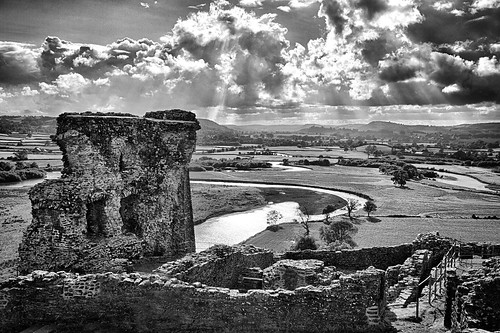 blackandwhite detail castle history water grass stone wall wales clouds photoshop river landscape carmarthenshire scenery view ruin dramatic wideangle hills 7d hdr cs5