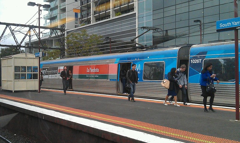 Seems the ads over the windows of Comeng trains are back - this one for La Porchetta. #MetroTrains