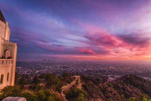 city pink blue sunset night nikon stitch cloudy cityscapes observatory planetarium hollywoodhills d800 griffithparkobservatory labasin