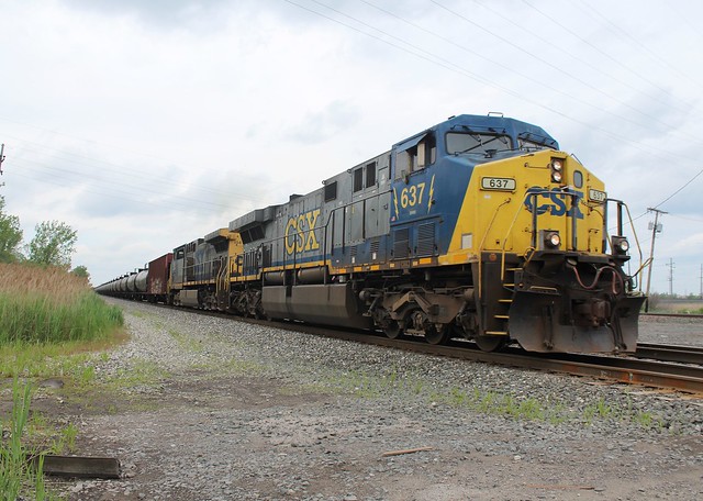 A CSX AC6000 leading an oil train East through Pine Jct. 5/28/16