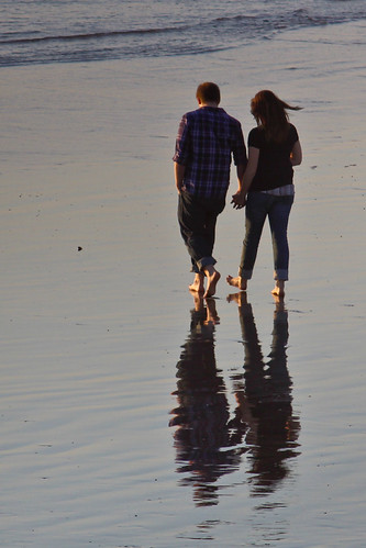 Together by Oleg S ., Oceanside, CA - Reflectionscalifornia sunset sea people usa reflection