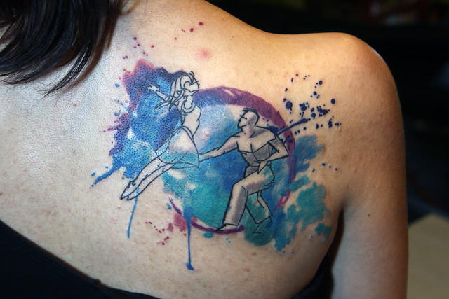 watercolor dance tattoo