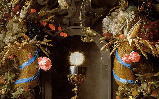 Jan Davidsz. de Heem, Eucharistie, von Fruchtgirlanden umgeben (Eucharist in a Fruit Wreath) Detail