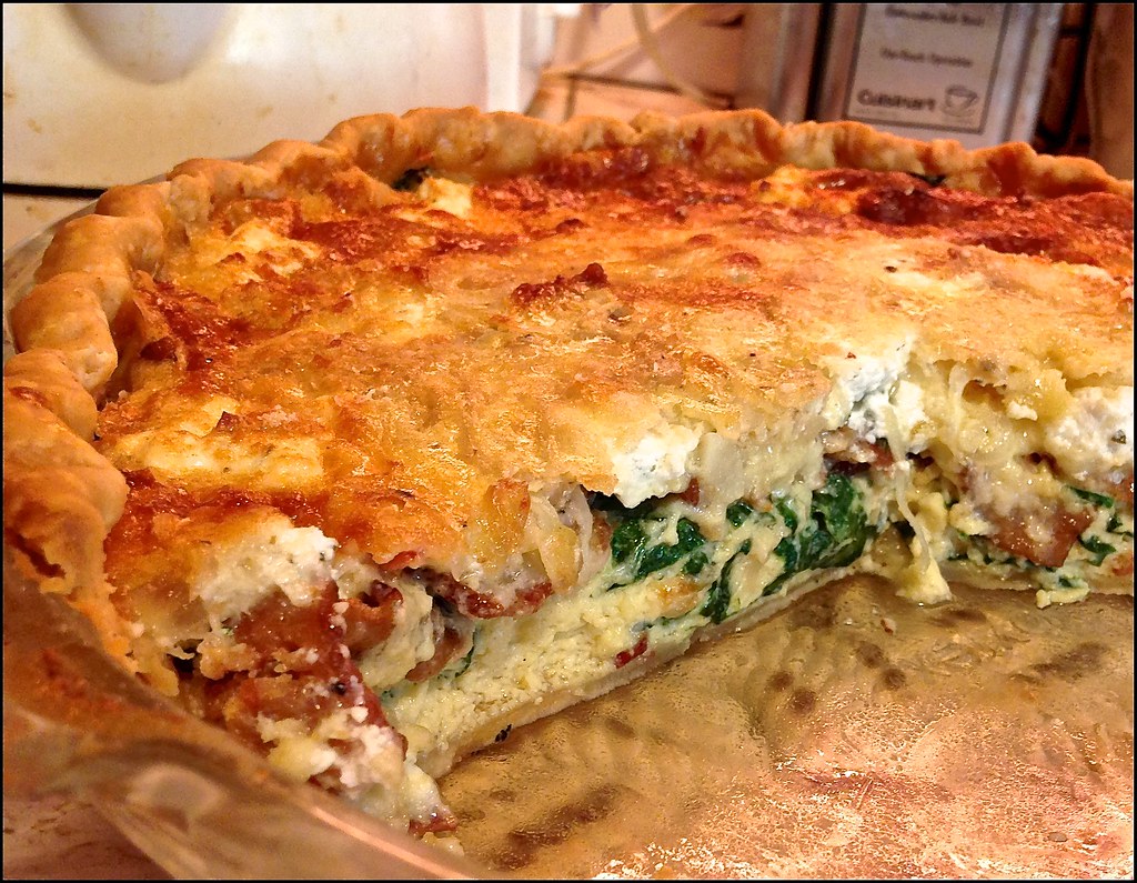 Shallot, garlic, spinach, bacon, and Gruyere and Goat cheese quiche 02