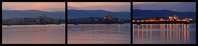 Triptyque vieil Antibes vu de la Salis - Triptych of the old Antibes seen from the Salis